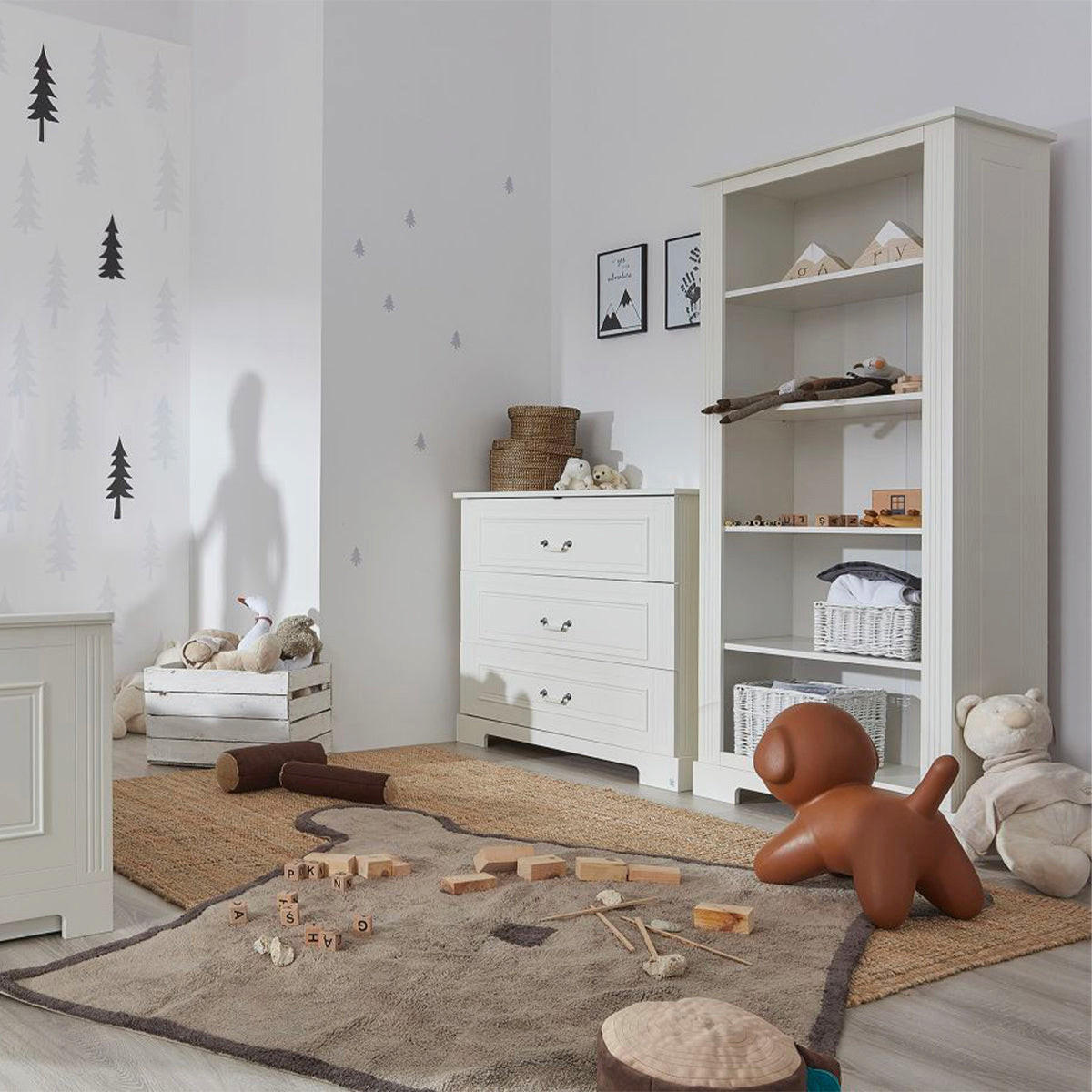 KNIHOVNA Ines Bílá - bílá, kompozitní dřevo (80/180/44cm) - Petits-meubles