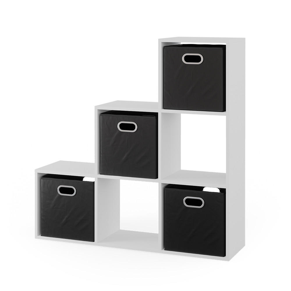 TREPPENREGAL Weiß 105 x 107.5 cm mit Faltboxen opt.3 - Weiß, Holzwerkstoff (107.2/107.8/29cm) - Vicco