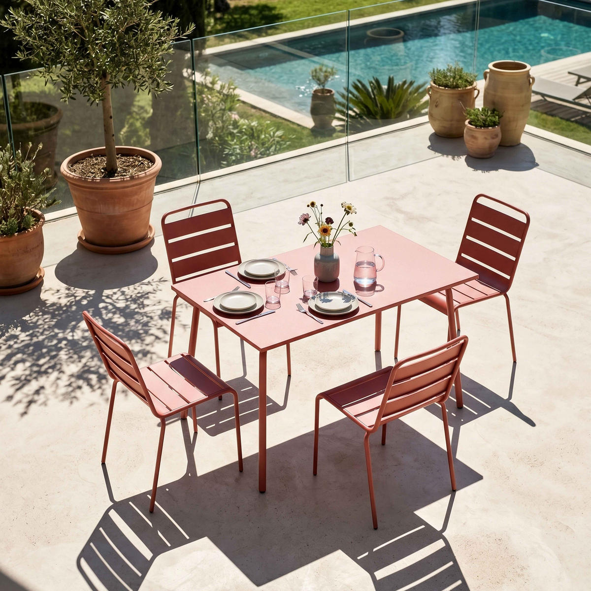 GARTENSET 5-tlg., Lehm - Pink, Metall - Oviala