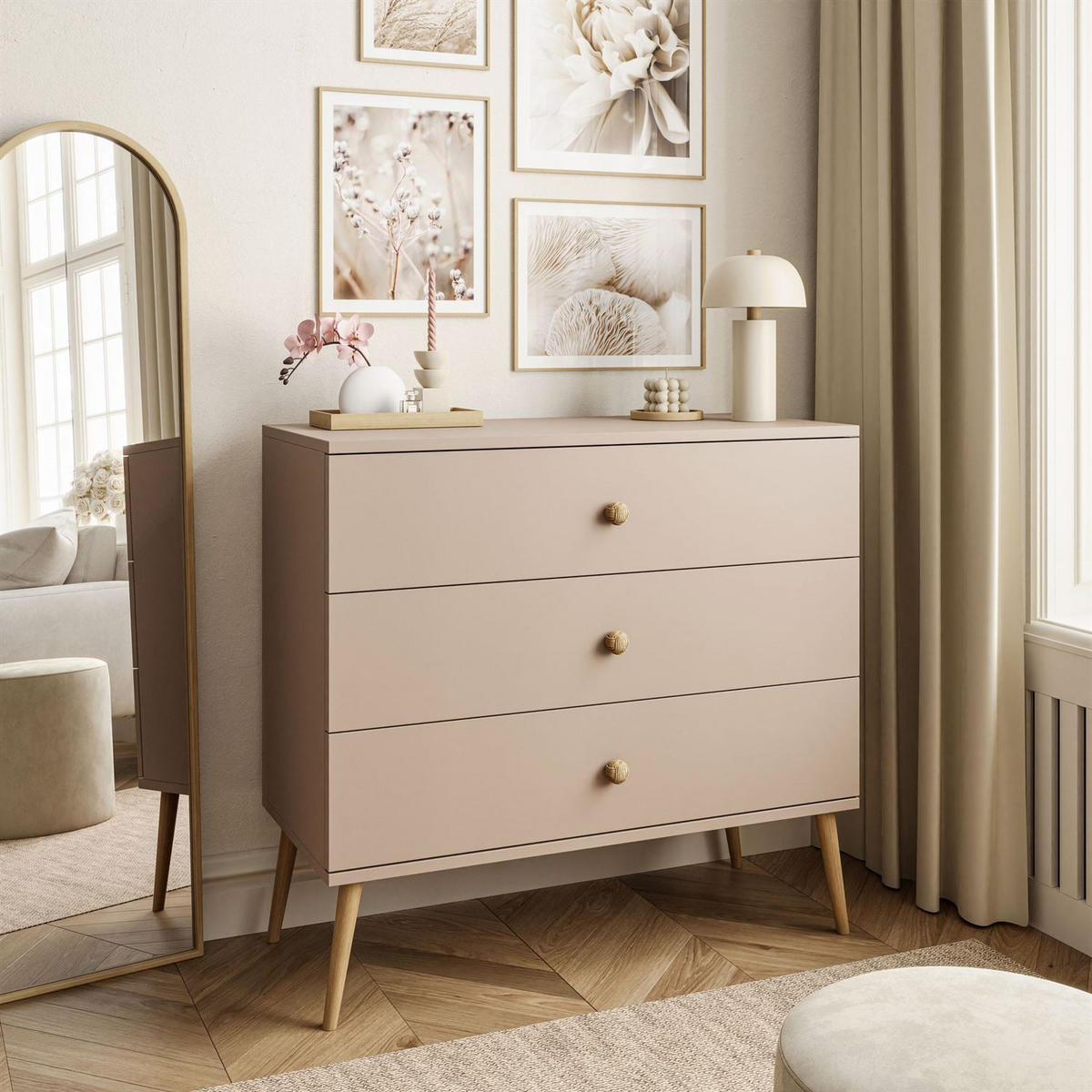 KOMMODE mit Schubladen HARMONY Macchiato - Cappuccino, Holzwerkstoff (100/85/41cm) - Lookway