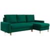 ECKSOFA Lang Velvet Dunkelgrün - Dunkelgrün/Braun, Holz/Textil (220/140cm) - MKS