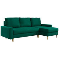 ECKSOFA Lang Velvet Dunkelgrün - Dunkelgrün/Braun, Holz/Textil (220/140cm) - MKS