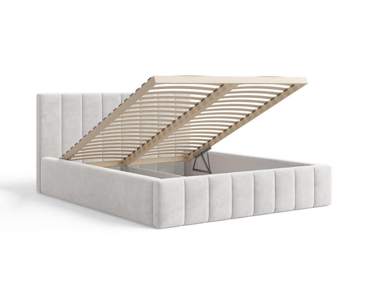 POLSTERBETT 01 180 x 200 cm – Flow – Bett mit Federmechanismus und Stauraum - Weiß, Holz (180/200cm) - ROYAL24_MARKT