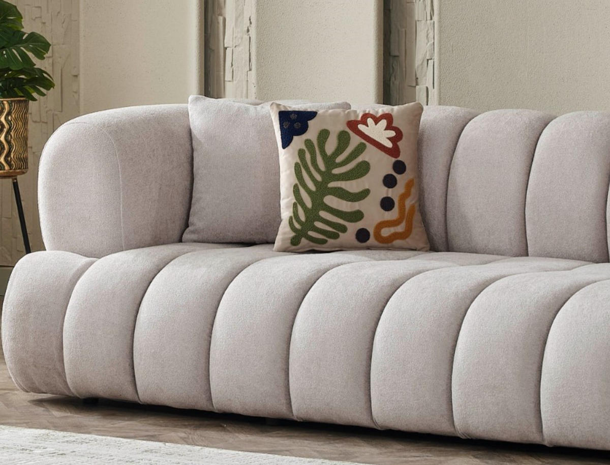 3 Sitzer SOFA Cloudy Samt Creme - Creme, Textil/Metall (250/80/110cm) - Villa Möbel