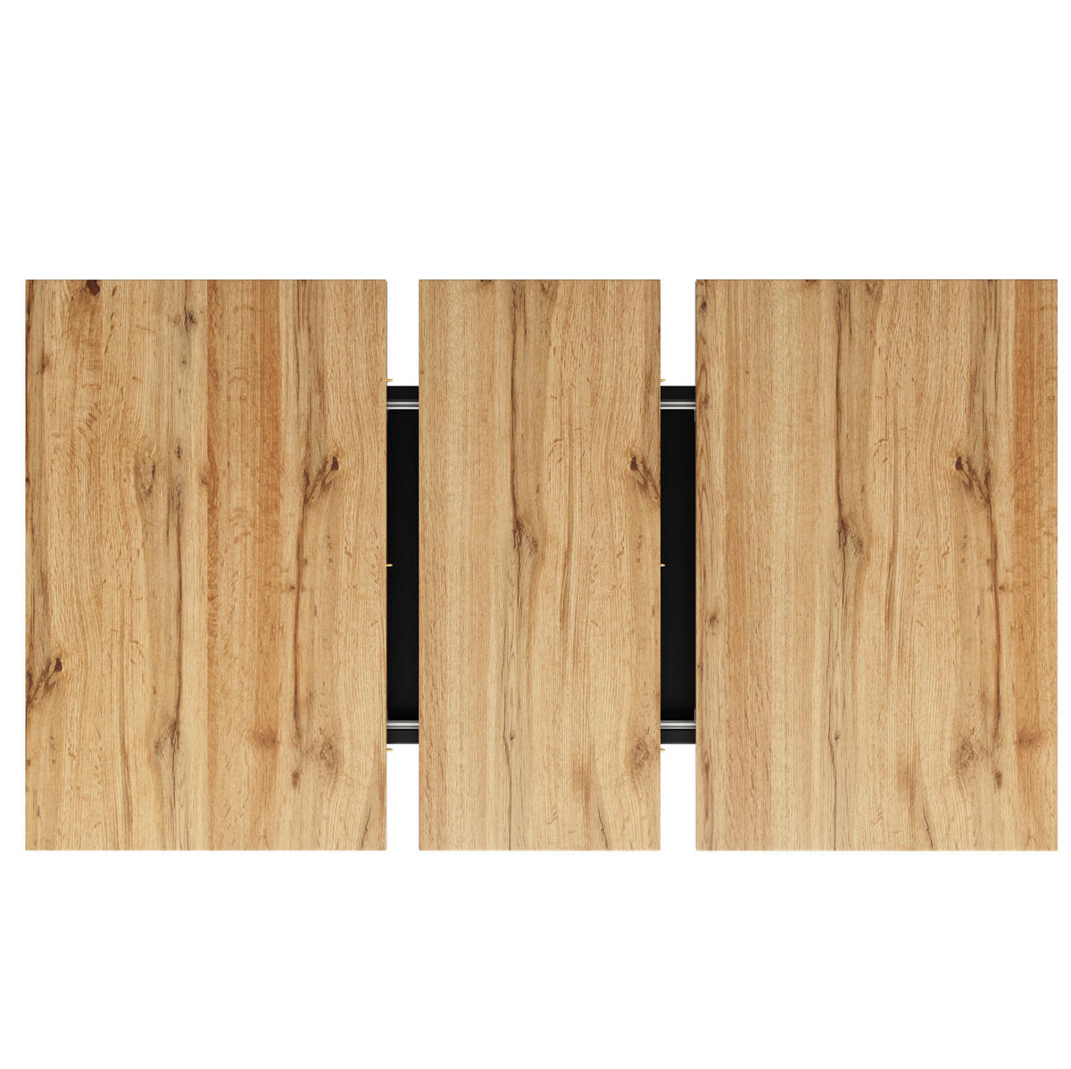 JEDÁLENSKÝ stôl 118-157/70/75 cm, MDF/kov, čierna+prírodná, rozkladací - prírodná farba, kompozitné drevo (157/70/75cm) - BEAOK