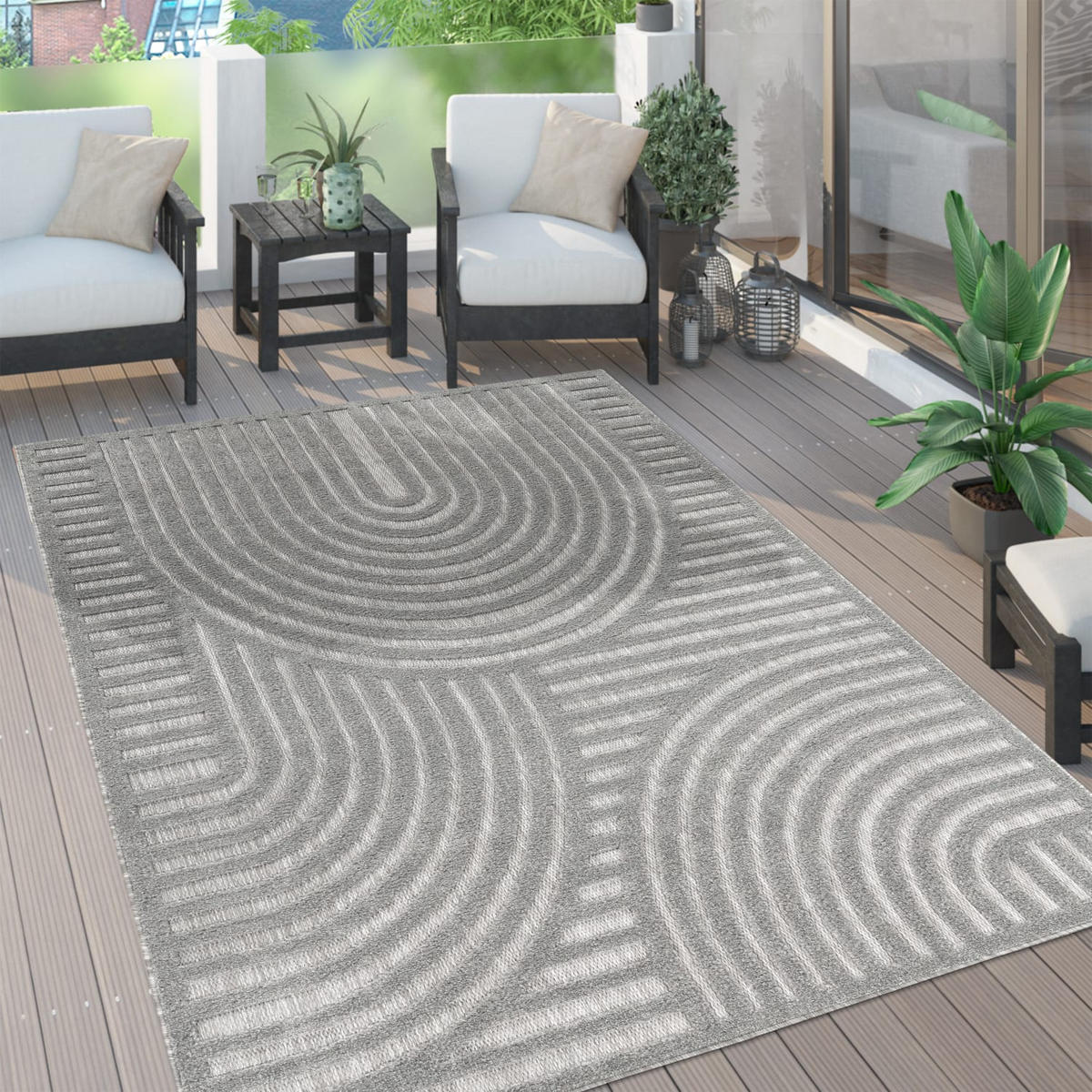 OUTDOORTEPPICH 200/280 cm Livorno 674 - Grau, Kunststoff (200/280cm) - Paco Home