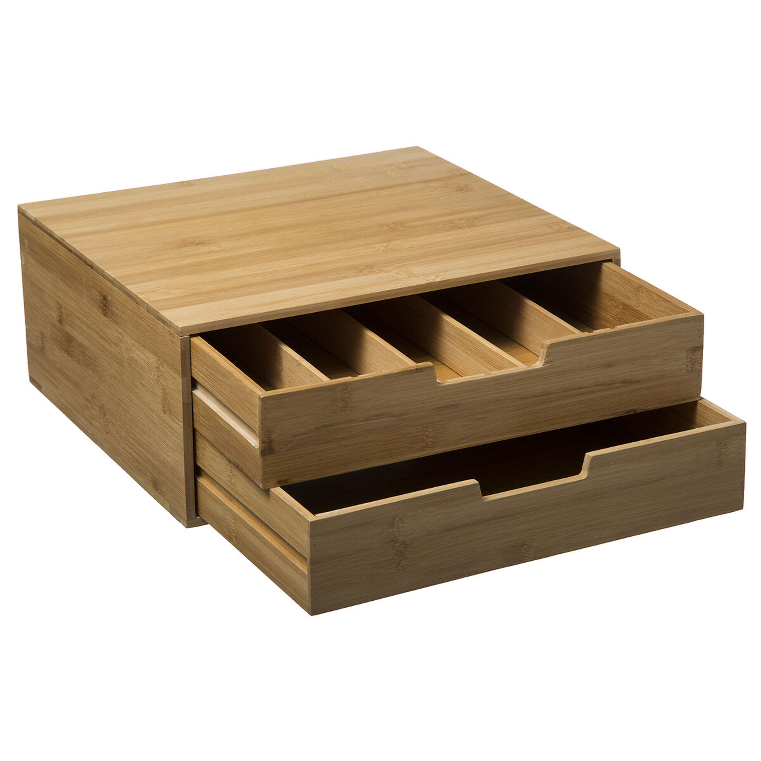 KAFFEEKAPSEL-REGAL mit 2 Schubladen, Bambus, MDF, 34 x 31 cm - Schwarz, Holz - 5five Simply Smart