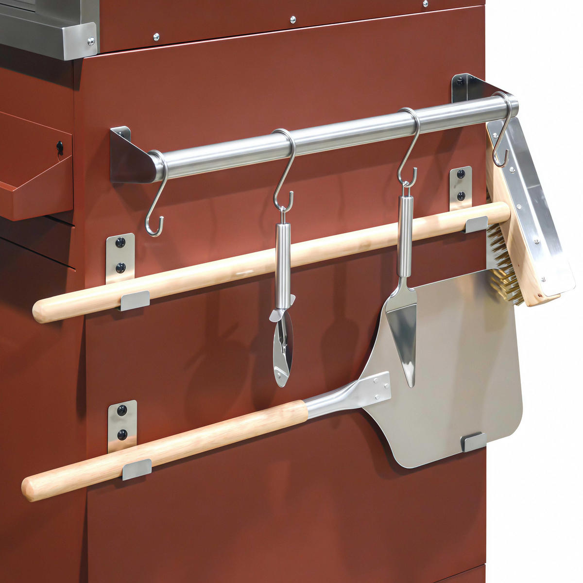 PIZZAÖFFEN, Ziegelrot - Braun, Metall (66/207/70cm) - Oviala