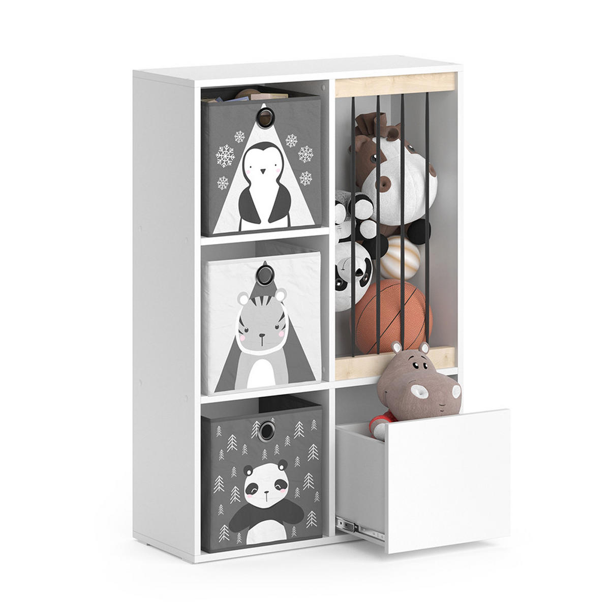 KINDERREGAL Luigi Weiß 72 x 107.8 cm mit 2 Faltboxen opt.5 - Weiß, Holzwerkstoff (29.2/107.8/72cm) - Vicco