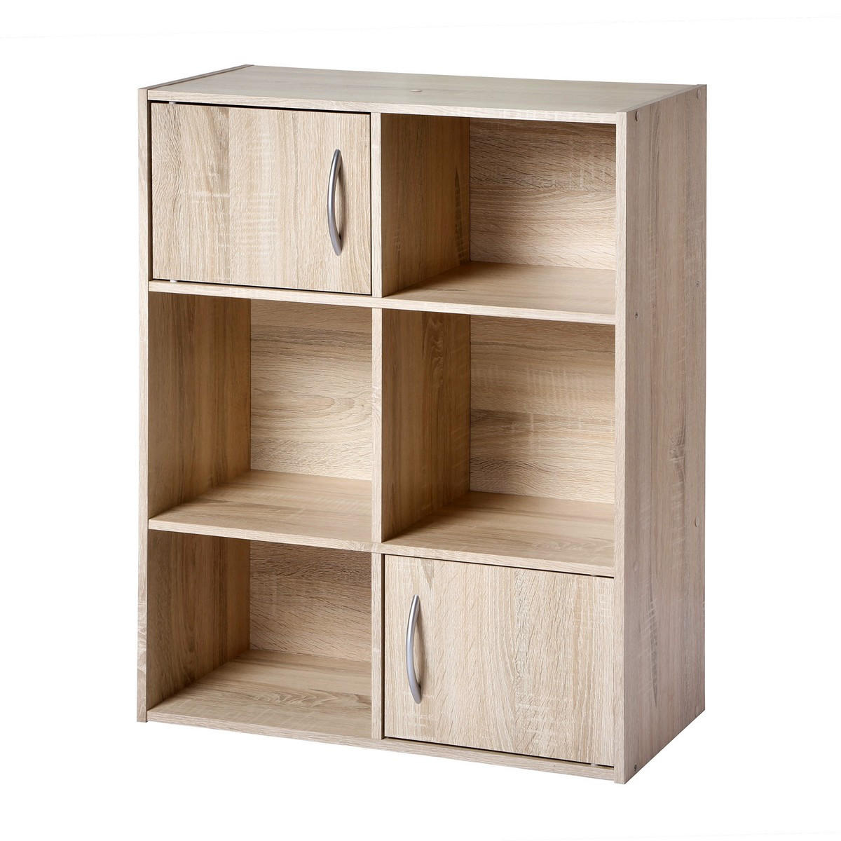 AUFBEWAHRUNGSREGAL 6 Fächer mit 2 Türen - L61,5 cm - Eschefarben, Holzwerkstoff (29.5/80/32.6cm) - Calicosy