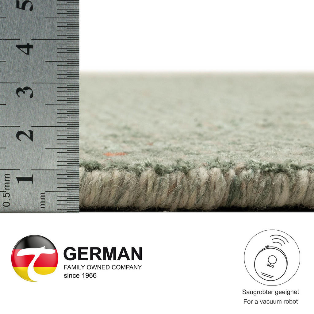 Thumbnail - Theko Handwebteppich, Grün, Textil, Uni, Rund, 190x190 cm, für Fußbodenheizung geeignet, Teppiche & Böden, Teppiche, Nat...