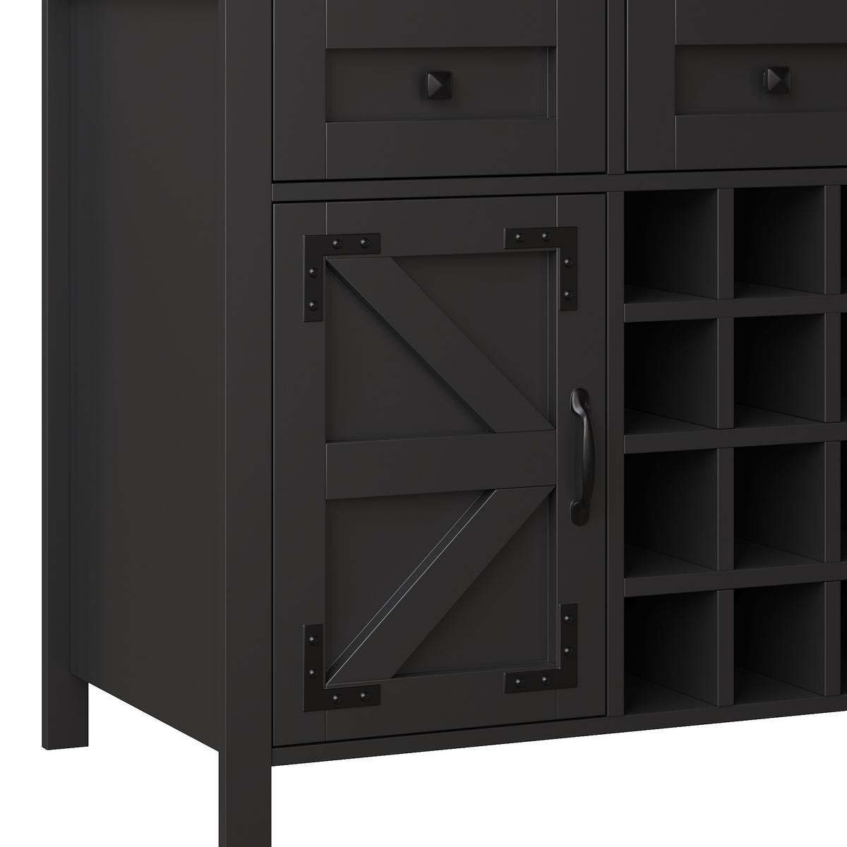 KÜCHENSCHRANK mit LED und Steckdosenleiste 120x40x170 cm Schwarz - Schwarz, Glas (40/170/120cm) - Meubliv