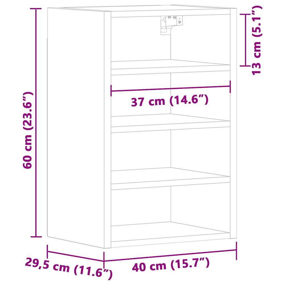 HÄNGESCHRANK Weiss 40/29,5/60 Cm Holzwerkstoff - Weiß, Holzwerkstoff (29.5/60/40cm) - vidaXL