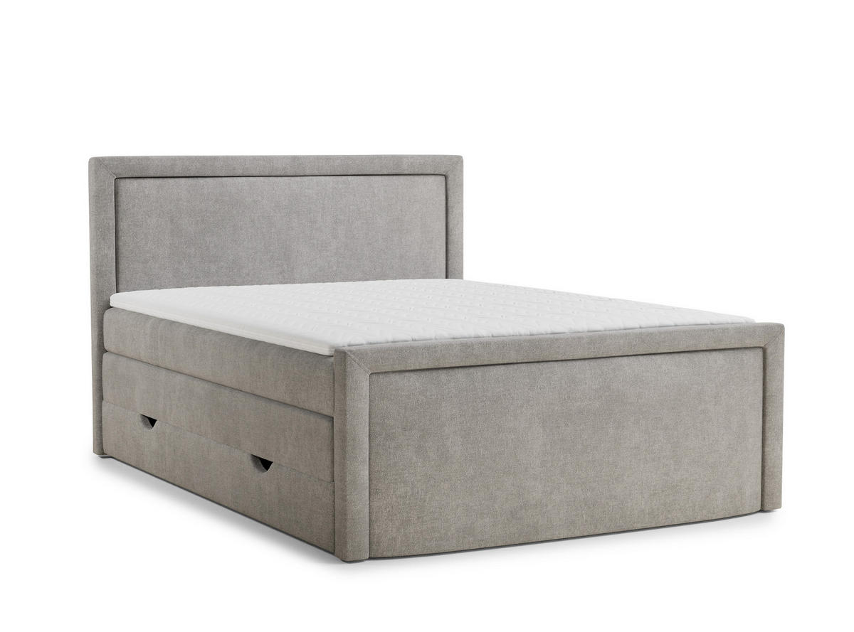 BOXSPRINGBETT Fresco 140/200 cm, in Beige grau, Bettkasten, Matratze, Topper - Beige/Schwarz, Holz/Holzwerkstoff (140/200cm) - Maison de Reve