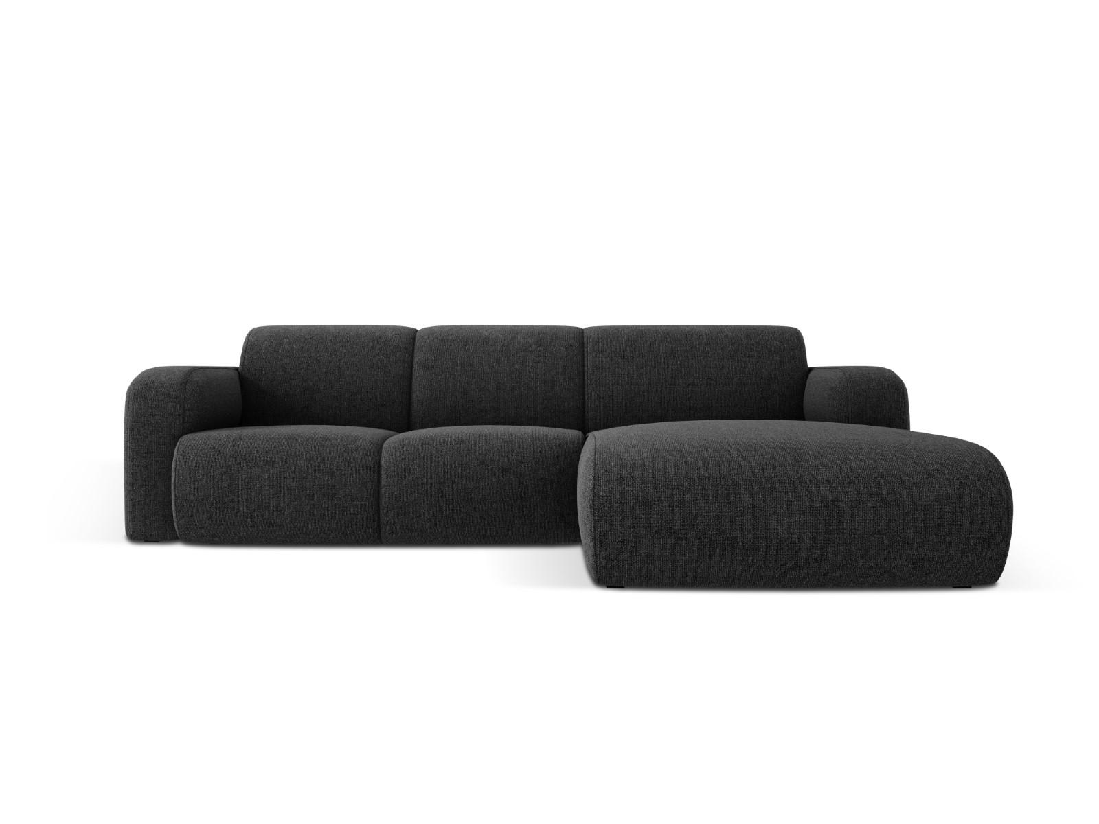 ECKSOFA rechts Molino aus Chenille-Stoff schwarz 4 Sitzplätze - Schwarz, Textil (170/250cm) - Micadoni
