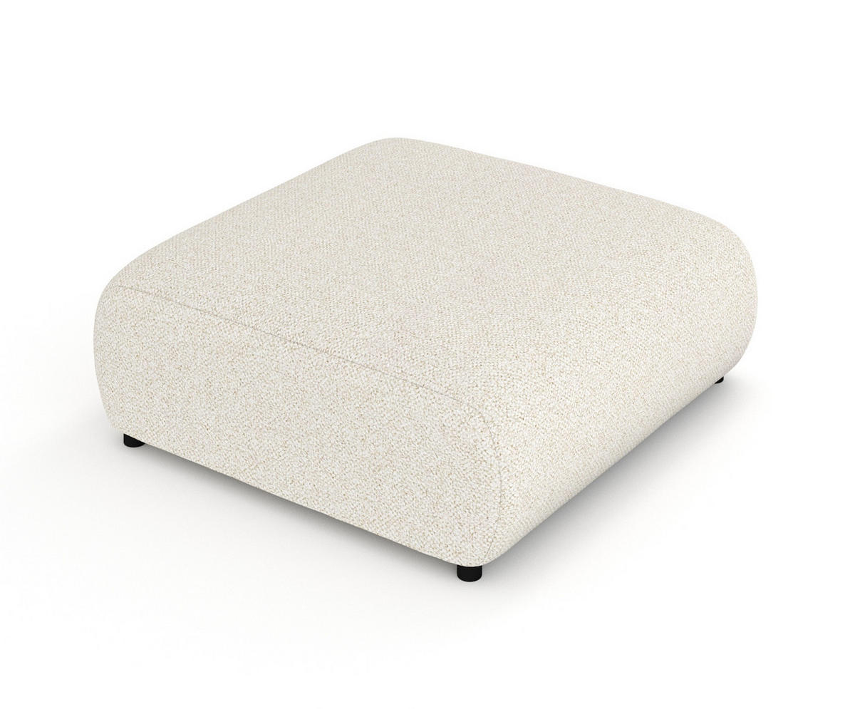 POUF L Zanzibar Creme Plüschstoff - Creme/Schwarz, Holz/Holzwerkstoff (110/37/110cm) - Maison de Reve