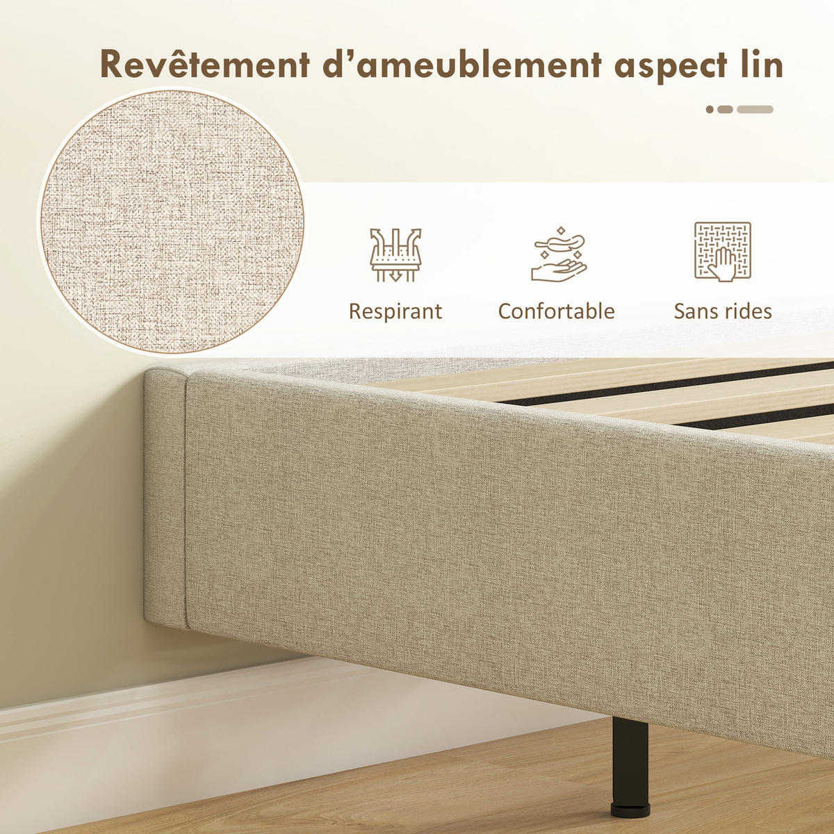 BETT 140x190 cm DE-14648 mit LED-Beleuchtung Beige - Beige, Textil (140/190cm) - ComfortXL