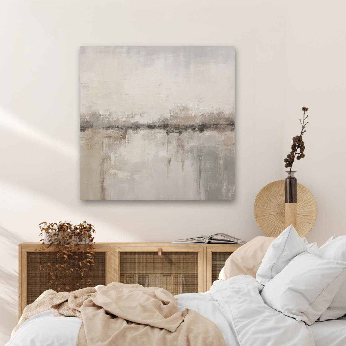 AKUSTIKBILD Moderne Kunst - Abstrakt - Beige Akustikpaneele 80x80 cm - Beige, Kunststoff (80/80/0.9cm) - MuchoWow