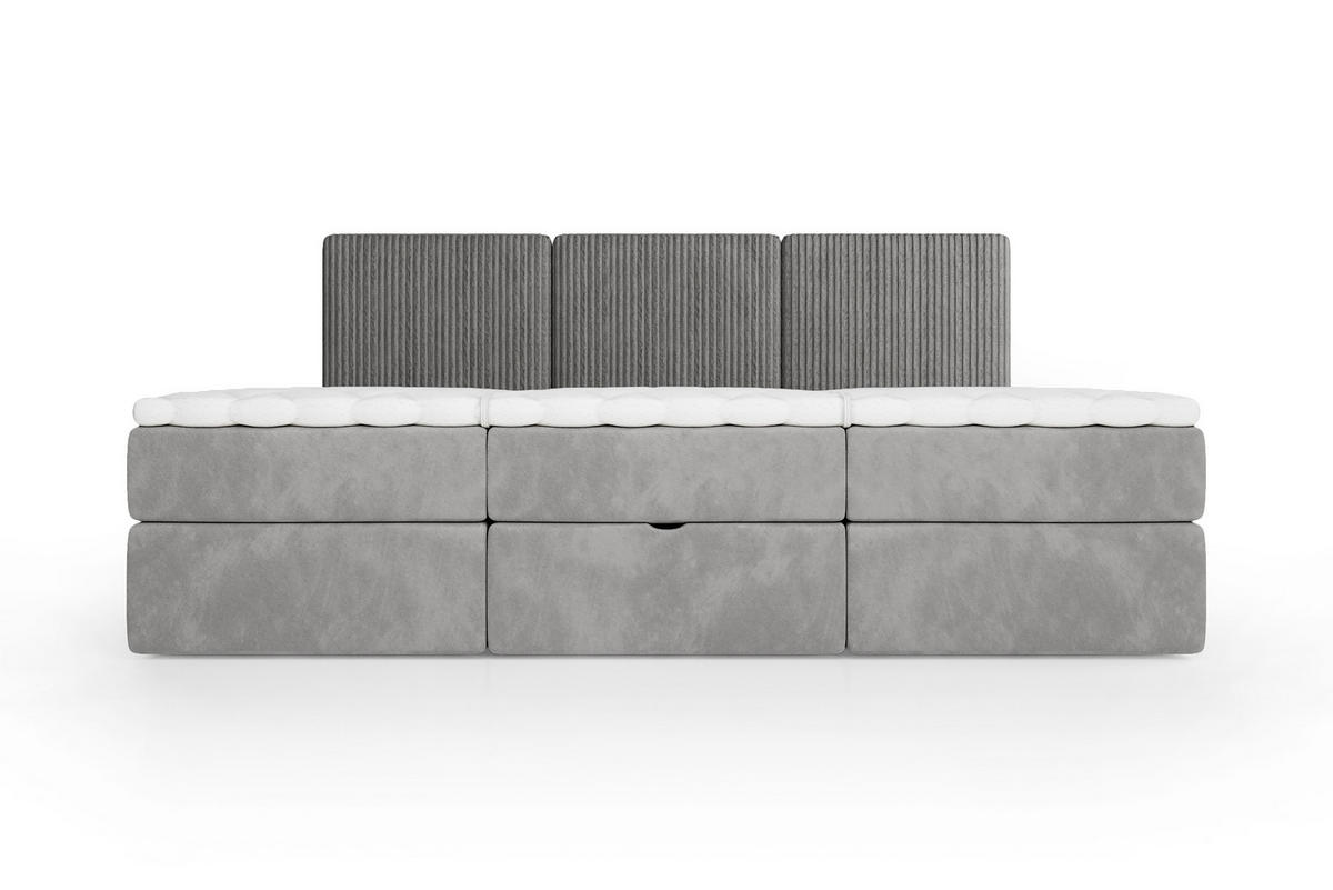 BOXSPRINGBETT Weit 240x200 cm mit Bettkasten – Grau, 3 modulare Segmente - Grau, Textil (240/200cm)