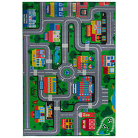 KINDERTEPPICH Bambini Borgo Mazovia 140x200cm Grau Grün Autos Kurzflor - Multicolor, Textil (140/200cm) - Mazovia