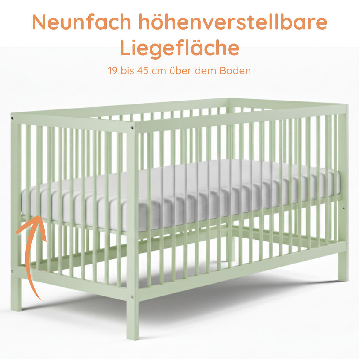 BABYBETT 60x120 cm in Grün - Grün, Holz (60/120cm) - Kids Collective