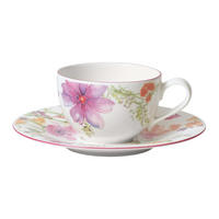 KAFFEETASSE MIT UNTERTASSE Mariefleur Basic bunt 250 ml - Multicolor, Keramik (1/1/1cm) - Villeroy & Boch