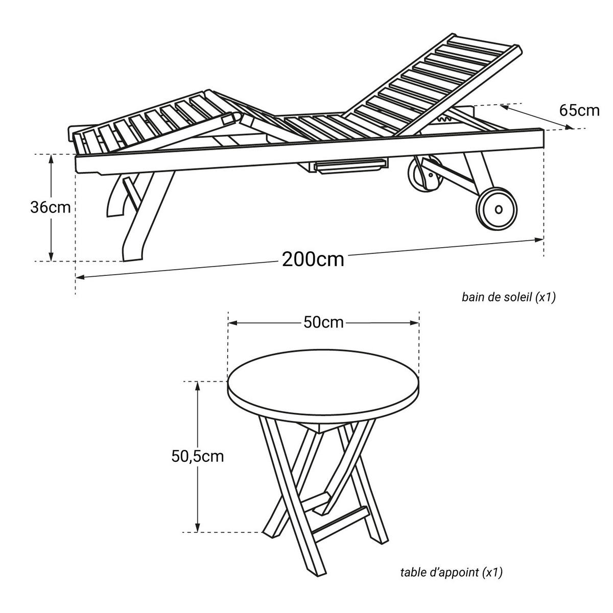 SONNENLIEGE Lombok Naturholz 200/65/36 cm - Braun, Holz (65/36/200cm) - Happy Garden
