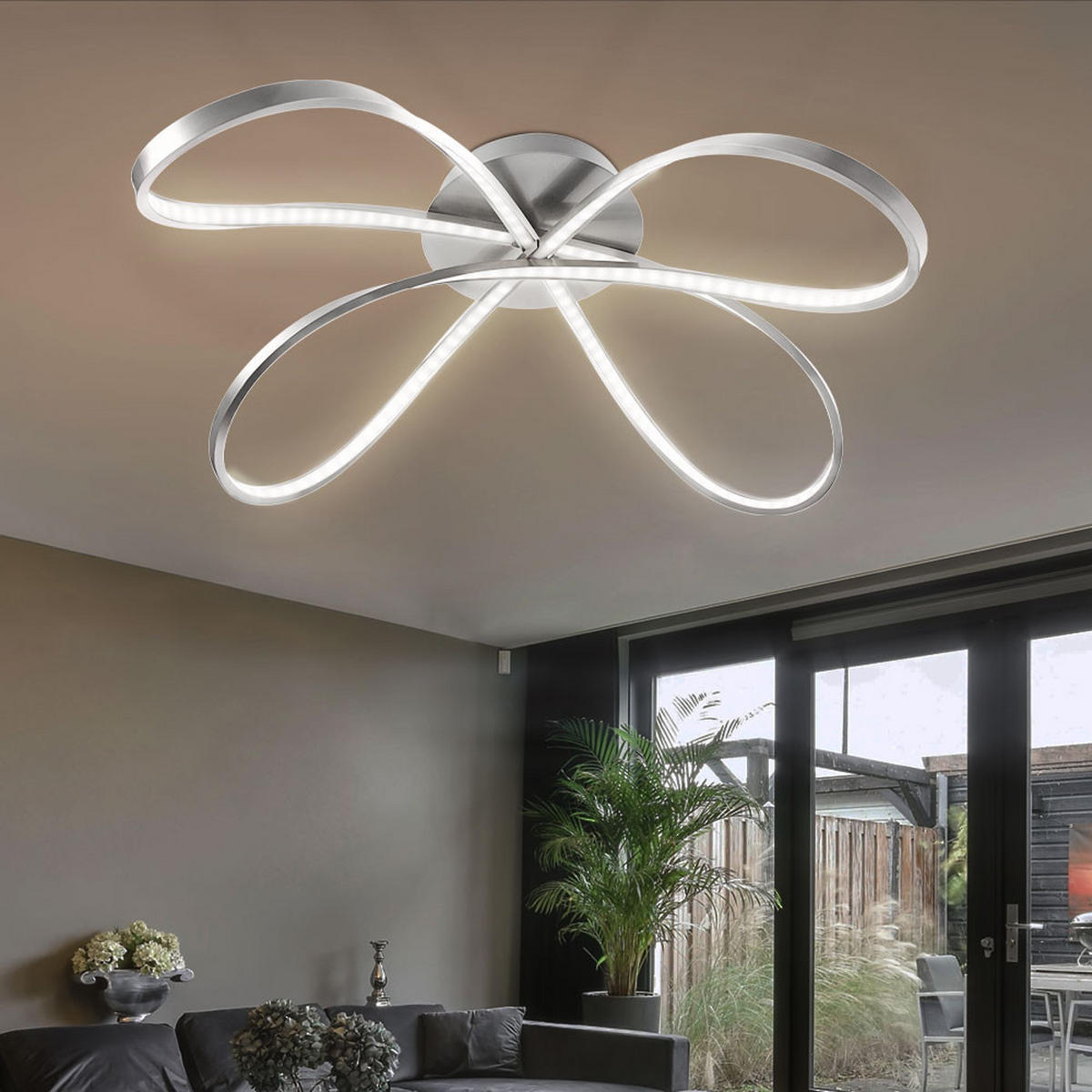 LED DECKENLEUCHTE Metall Silber - Silberfarben, Metall (75/65/23cm) - Globo Lighting