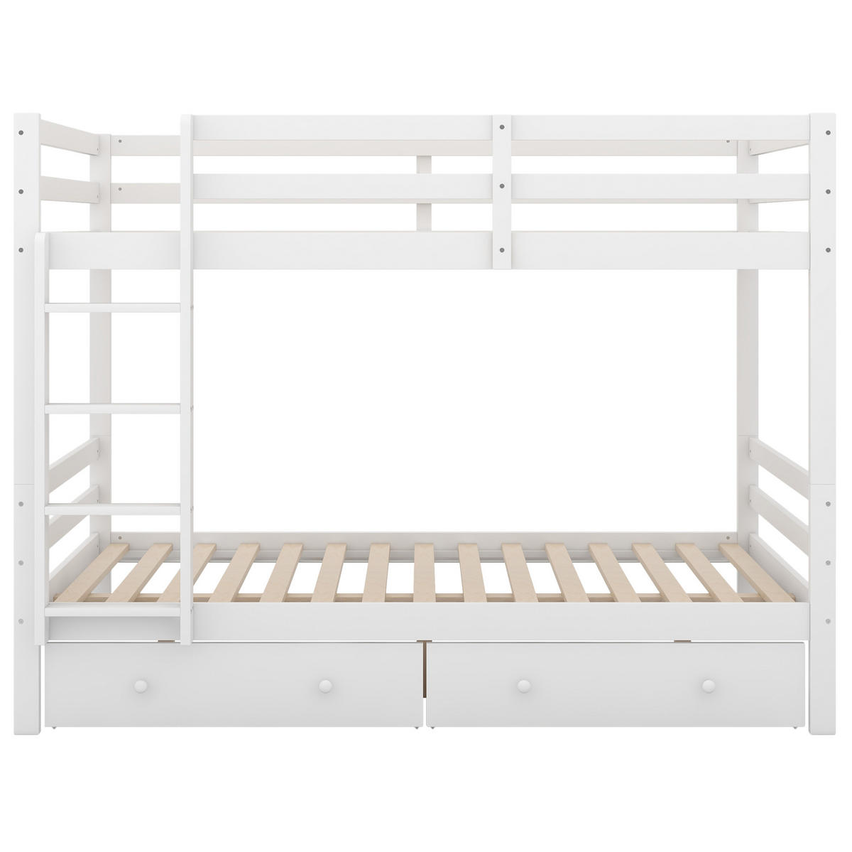ETAGENBETT, 140x200 cm, mit Stauraumtreppe, Schrank und platzsparend, Weiß - Weiß, Holz (140/200cm) - OKWISH