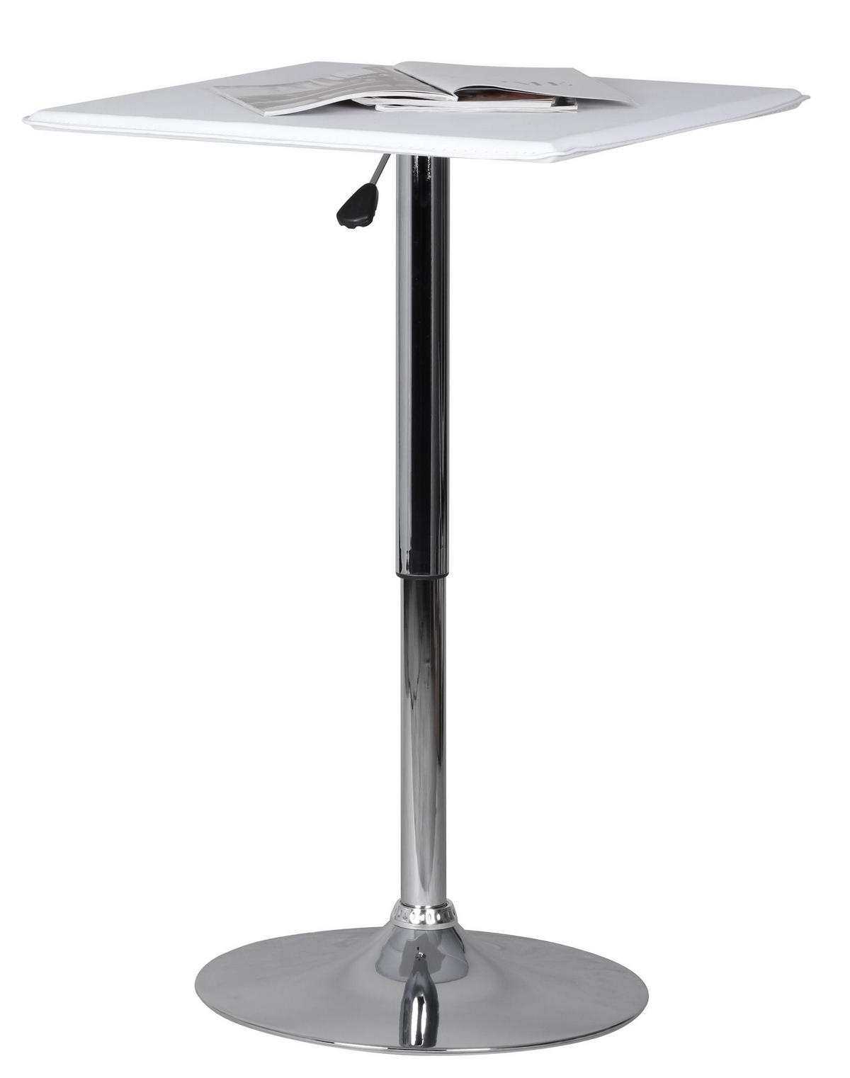 STEHTISCH – Weiß, 63x63 cm, Lederoptik, höhenverstellbar, drehbar, Chromgestell - Silberfarben/Weiß, Kunststoff/Textil (63/83/63cm) - KADIMA DESIGN