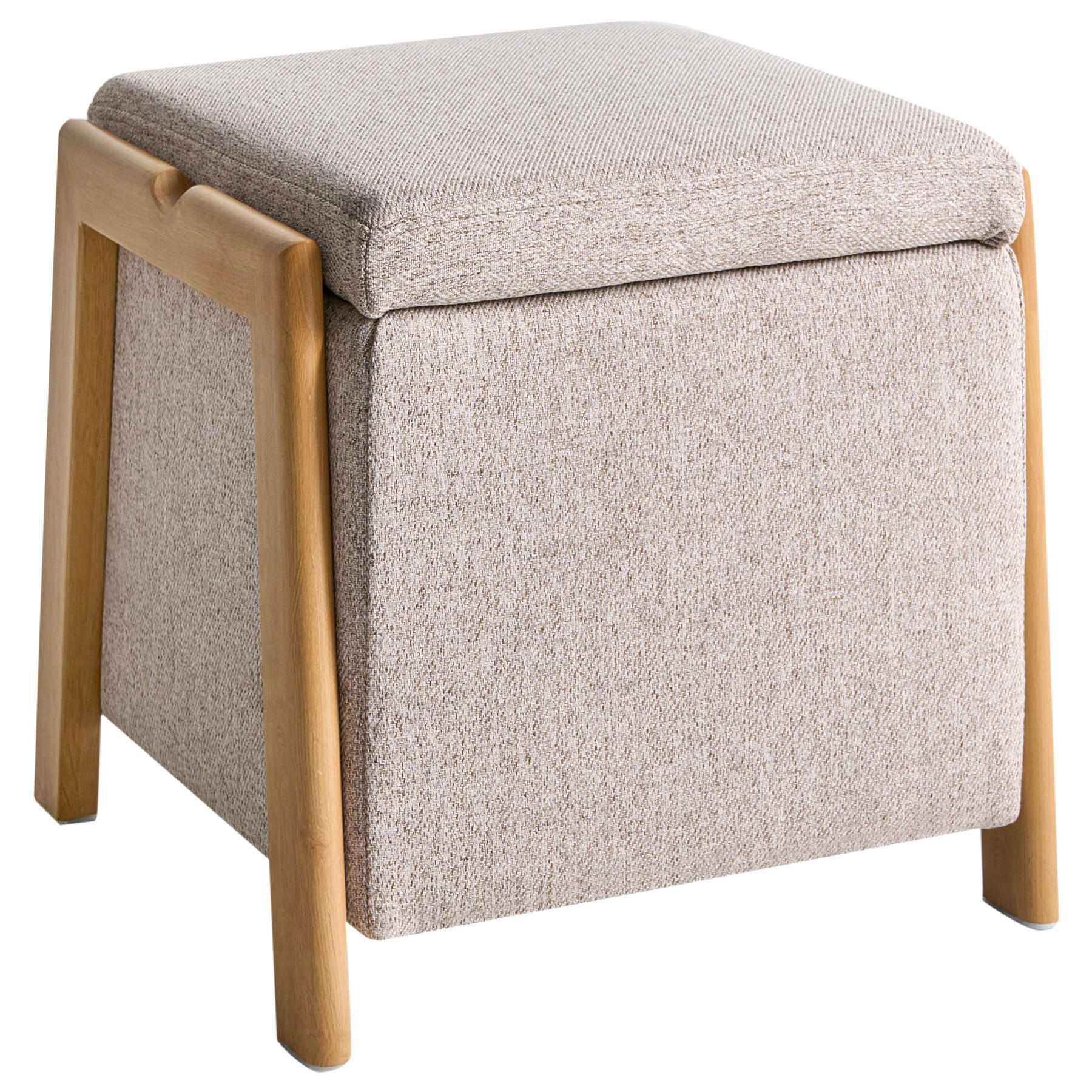 POUF cu spațiu de depozitare textil 45 cm bej Edland - maro deschis, material textil (45/44/43cm) - Beliani