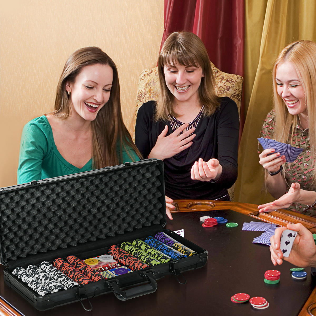 POKERKASETTE DE-18660 500 Jetons, 9-10 Spieler Silber - Schwarz, Metall (24/57.5cm) - ComfortXL