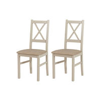 STUHL Nilo 10 (2er Set) - Ecru/Cappuccino, Holz (43/94/40cm) - Leaf Design