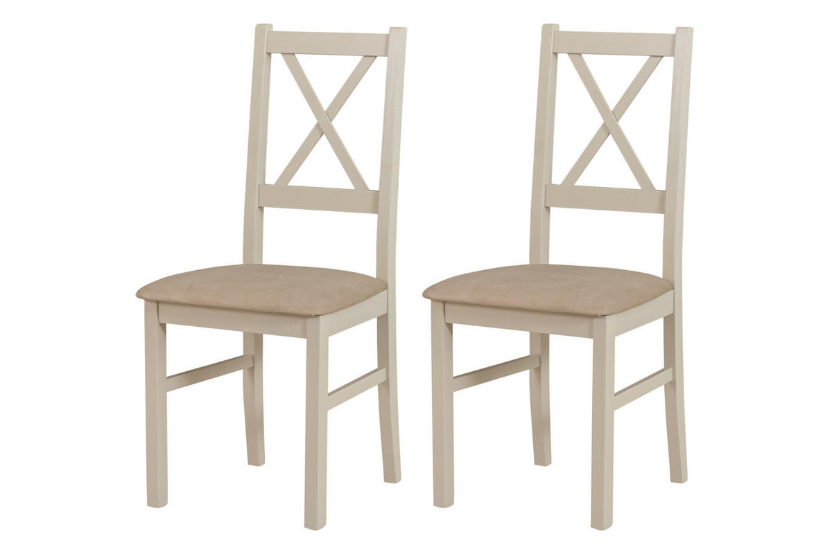 STUHL Nilo 10 (2er Set) - Ecru/Cappuccino, Holz (43/94/40cm) - Leaf Design