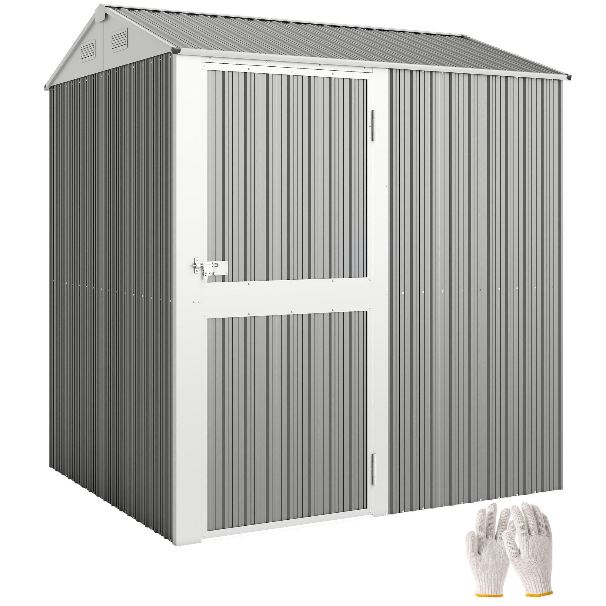 GARTENHAUS aus Stahl, 3, 51 m² hoch, mit Belüftung und abschließbarer Tür,209 x 177 x 236 cm, silber - Grau, Metall (177/236/209cm) - Vallsero