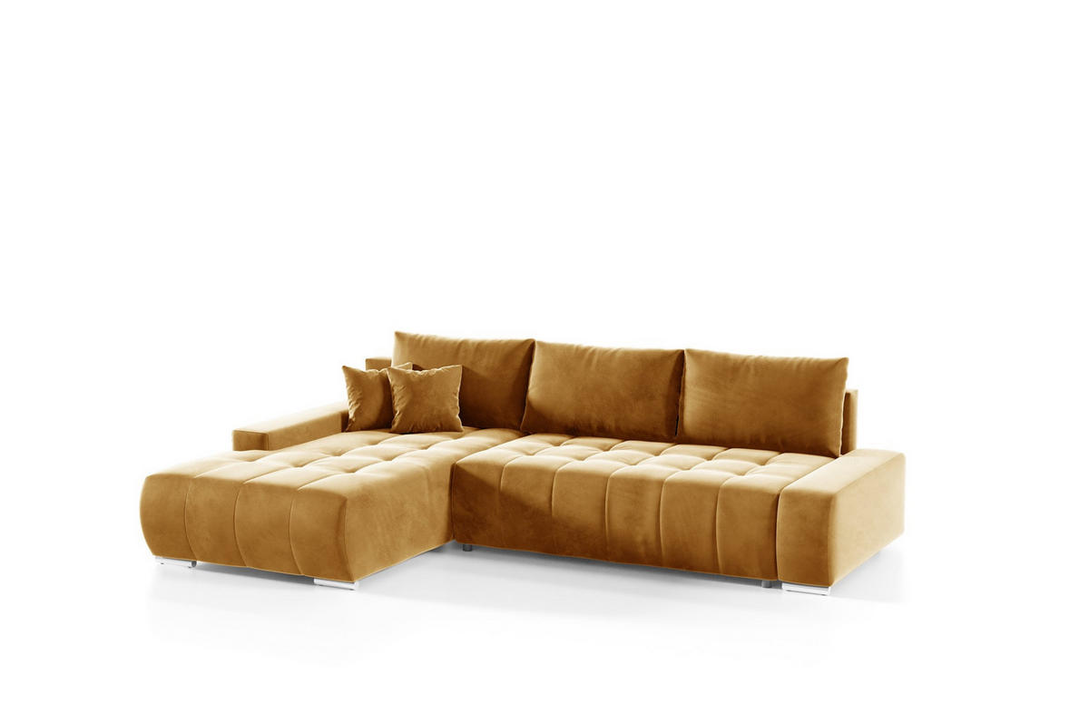 ECKSOFA Vogar In Monolith - Dunkelgelb, Holzwerkstoff/Textil (265/185cm) - Fun Möbel