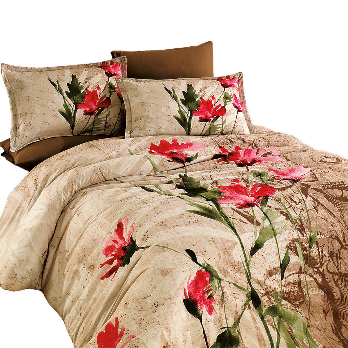 BETTWÄSCHE 4-teilig 200/220 cm AZRA - Braun, Textil (200/220cm) - ROLFNERS