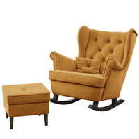 SCHAUKELSESSEL SCANDI mit hocker, Samt Gelb - Gelb, Holz/Textil (75/97/60cm) - Idohome