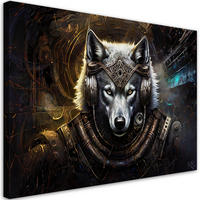 LEINWANDBILD Wolf Tier Abstraktion 100x70cm - Grau, Textil (100/70cm) - Feeby