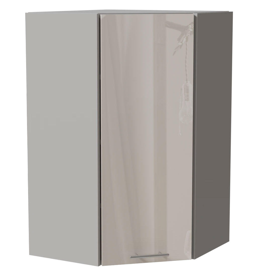 ECKHÄNGESCHRANK Brerra RAL 9001 creme Hochglanz / Grau Matt 60 / 60 / 96cm - Creme/Grau, Holz/Holzwerkstoff (60/96/60cm) - Feldmann-Wohnen