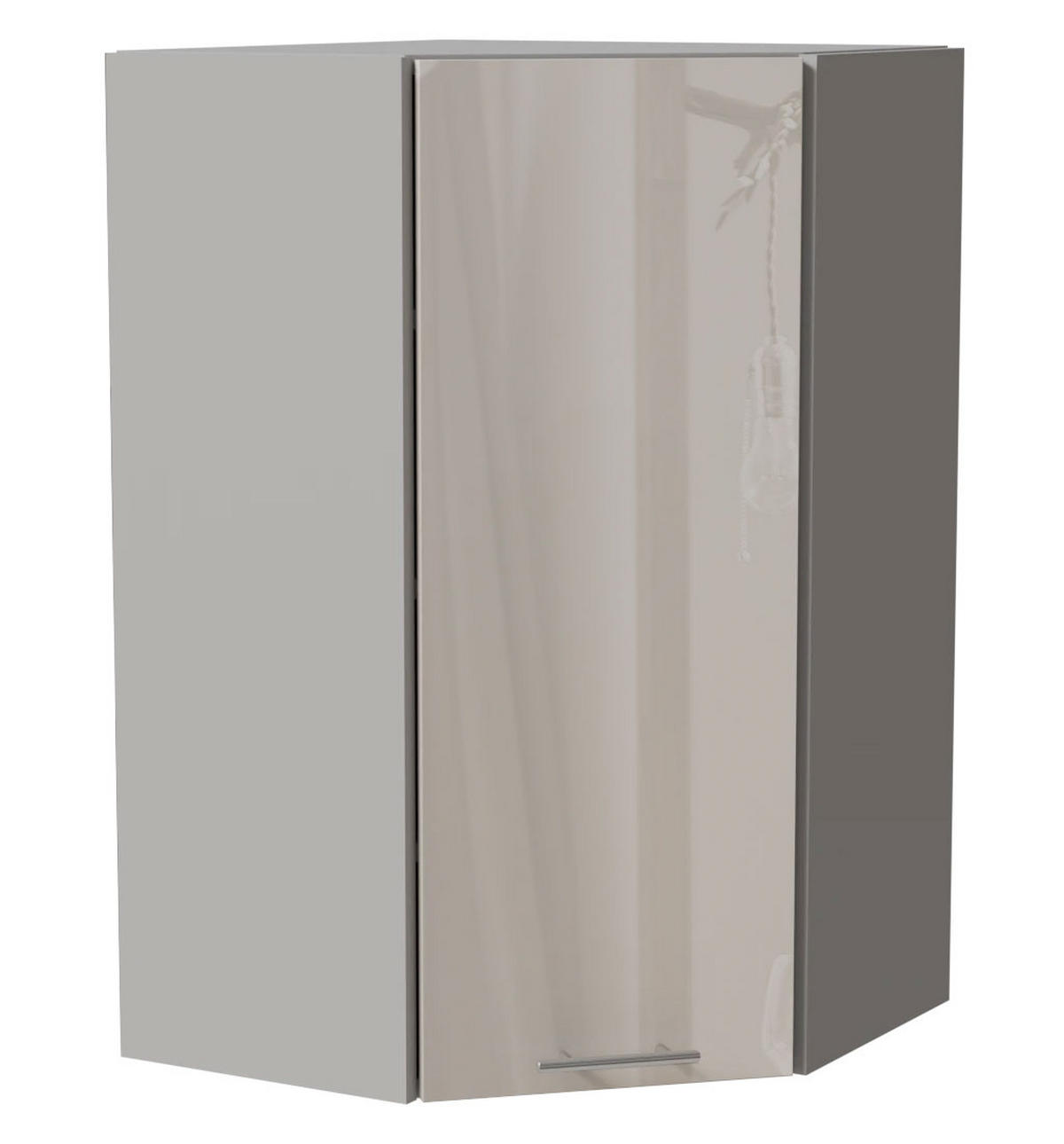 ECKHÄNGESCHRANK Brerra RAL 9001 creme Hochglanz / Grau Matt 60 / 60 / 96cm - Creme/Grau, Holz/Holzwerkstoff (60/96/60cm) - Feldmann-Wohnen