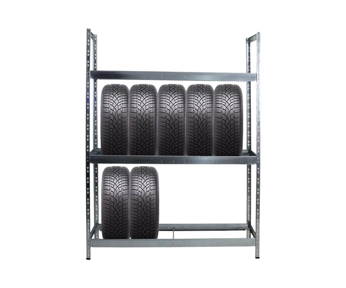 REIFENREGAL Tiger XL 200x150x45 cm 300 kg Fachlast bis zu 18 Reifen auf 3 Ebenen Verzinkt - Silberfarben, Metall (150/200/45cm) - PROREGAL