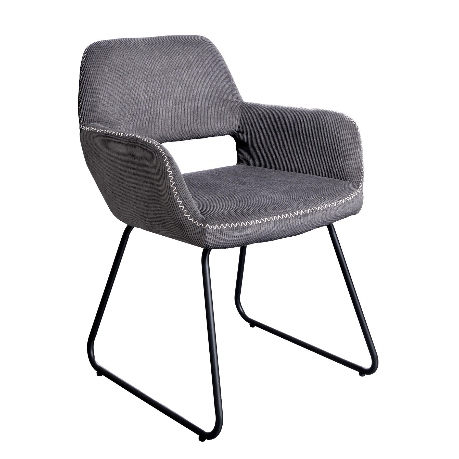 STUHL MUSTANG Cord Grau 80 cm - Schwarz/Grau, Textil/Metall (56/77/56cm) - riess-ambiente