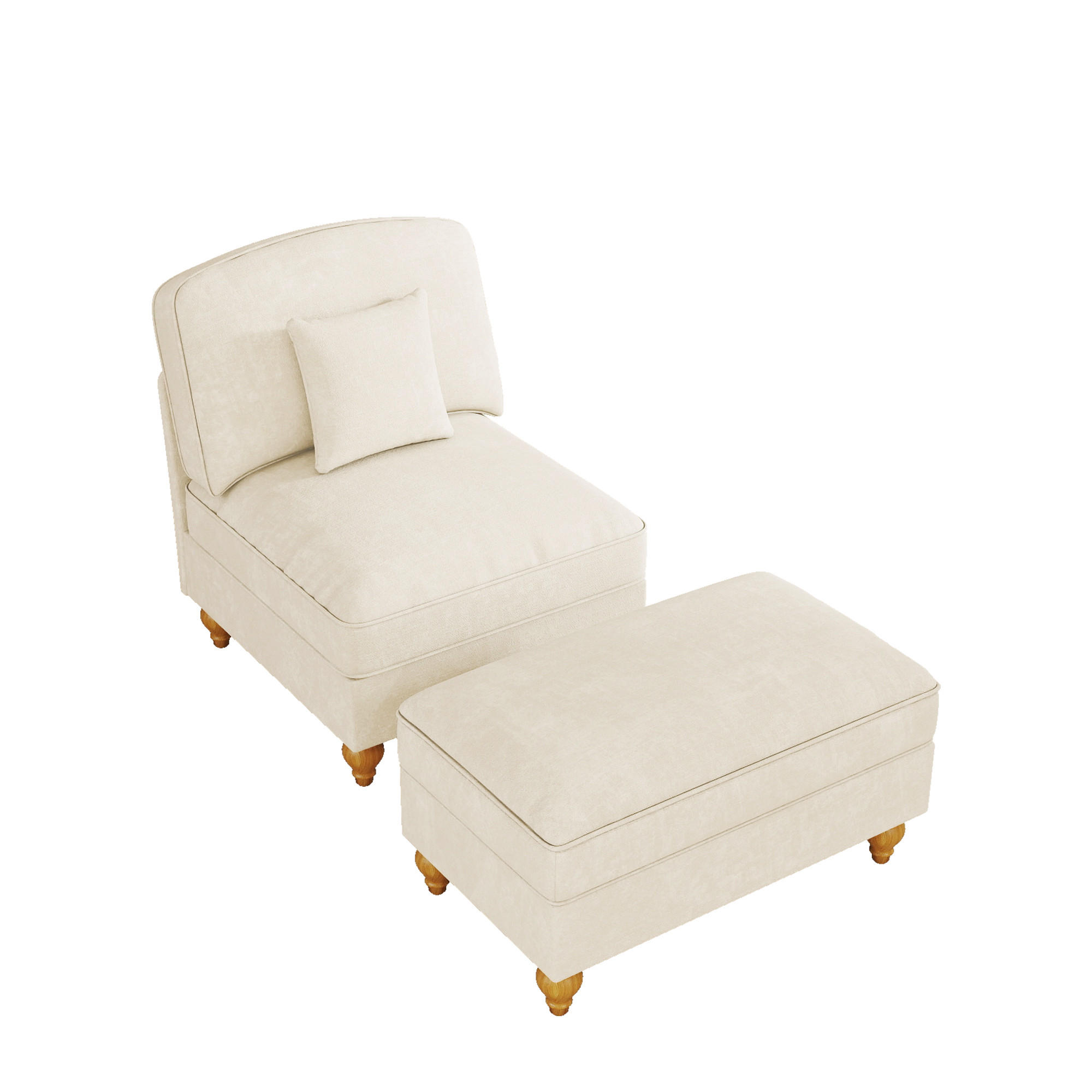 SESSEL DE-34420 mit Hocker Weiß - Weiß, Holzwerkstoff (83.5/93/78cm) - ComfortXL