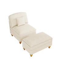 SESSEL DE-34420 mit Hocker Weiß - Weiß, Holzwerkstoff (83.5/93/78cm) - ComfortXL