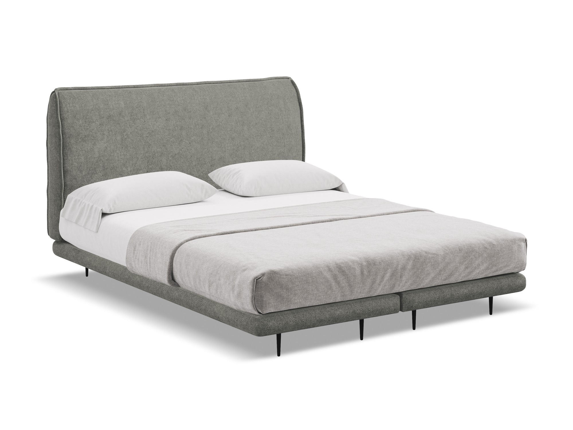 POLSTERBETT Doppelbett mit Matratze Bouclé Stoff Grau - Schieferfarben/Schwarz, Textil/Metall (140/200cm) - Makamii