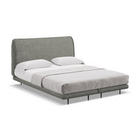 POLSTERBETT Doppelbett mit Matratze Bouclé Stoff Grau - Schieferfarben/Schwarz, Textil/Metall (140/200cm) - Makamii