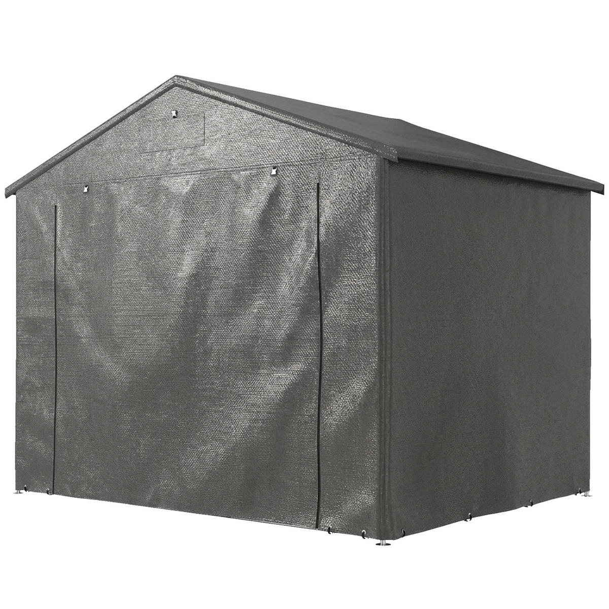 ZELTGARAGE DE-08132 wasserdicht mit aufrollbarer Tür & Belüftung Dunkelgrau - Dunkelgrau, Metall (180/202/247cm) - ComfortXL