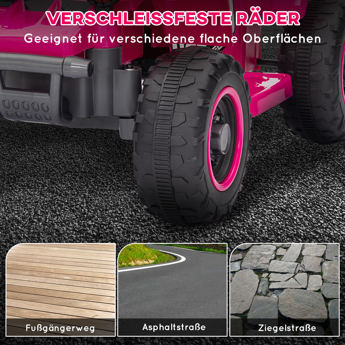ELEKTRISCHES Quad Bike für Kinder, batteriebetrieben, fährt vorwärts und rückwärts, LED-Lichter, 18-36 Monate, Rosa - Rosa, Kunststoff/Metall (70.5/42.5/46.5cm) - AIYAPLAY