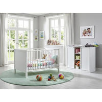 BABYZIMMER-SET 2-tlg.: Babybett & Wickelkommode mit Soft-Close-Funktion, Landhausstil Weiß / 22800 - Silberfarben/Weiß, Holzwerkstoff/Metall (76/83/146cm) - luma-home